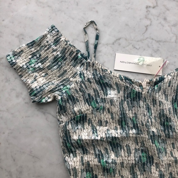 French Connection Off-Shoulder Boho Sequin Dress 0 - Picture 5 of 6